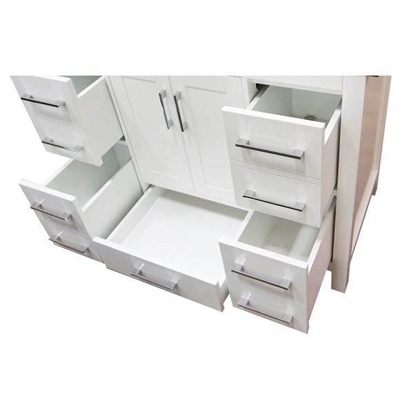 GEF Chester 42-in White Single Sink Bathroom Vanity with White/Grey Marble Top