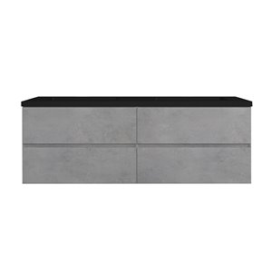 Meuble-lavabo double gris de 60 po Sadie par GEF avec comptoir en composite de quartz noir