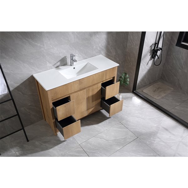 Gef Luna 48 In Brown Single Sink Bathroom Vanity With White Ceramic Top Ind48fv Rona - Ikea Canada 48 Bathroom Vanity Mirror