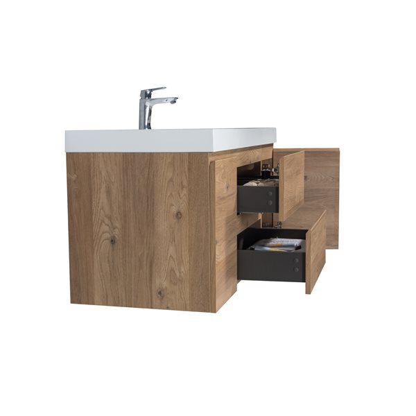 Meuble-lavabo simple brun de 48 po Madison par GEF avec comptoir blanc en acrylique