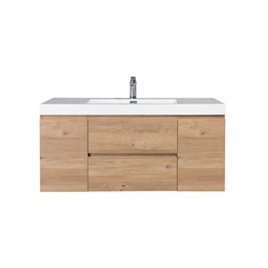 GEF Almere 48-in Brown Single Sink Bathroom Vanity with White Acrylic Top