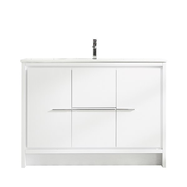 GEF Abbey 48-in White Single Sink Bathroom Vanity with White Ceramic Top