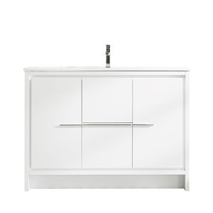 GEF Abbey 48-in White Single Sink Bathroom Vanity with White Ceramic Top