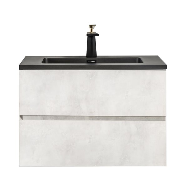 GEF Sadie 30-in Grey Single Sink Bathroom Vanity with Black Engineered Quartz Top