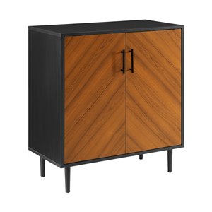 Walker Edison Modern Accent Console Cabinet - 28-in x 32-in - Black/Brown Wood