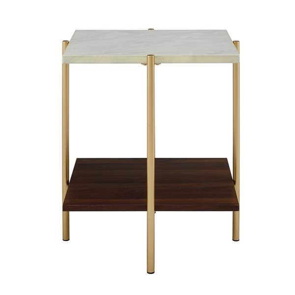 Walker Edison Modern End Table - 19-in x 22-in - Gold/White