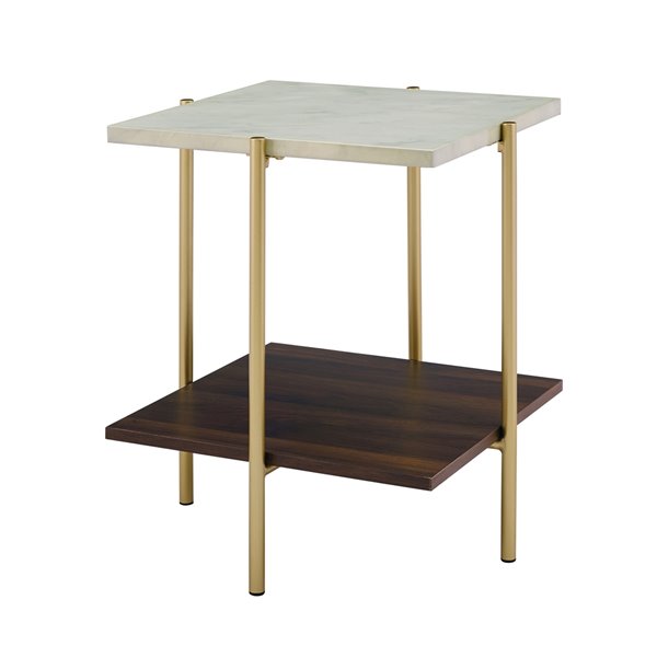 Walker Edison Modern End Table - 19-in x 22-in - Gold/White