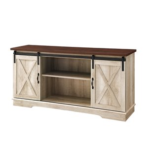 Walker Edison Farmhouse TV Cabinet - 58-in x 28-in - White Oak