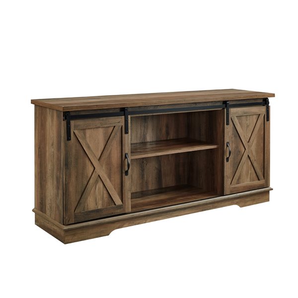 Walker Edison Farmhouse TV Cabinet - 58-in x 28-in - Rustic Oak