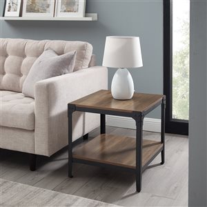 Walker Edison Farmhouse End Table - 20-in x 20-in - Black/Rustic Oak