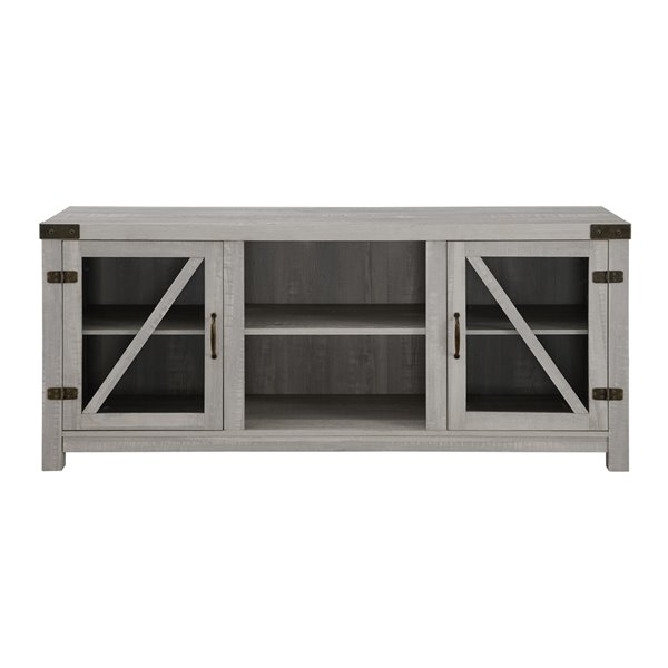 Walker Edison Farmhouse TV Cabinet - 59-in x 25-in - Stone Grey