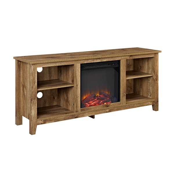Walker Edison Farmhouse Fireplace TV Stand - 58-in x 25-in - Barnwood  W58FP18BW | RONA
