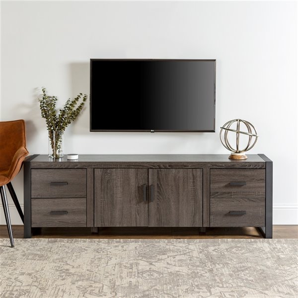 Walker Edison Industrial TV Cabinet - 71-in x 22-in - Charcoal