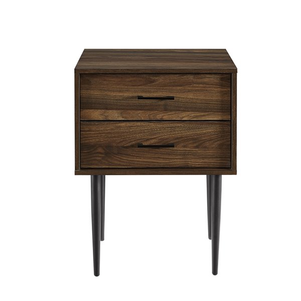 Walker Edison Modern End Table - 20-in x 26-in - Black/Dark Walnut