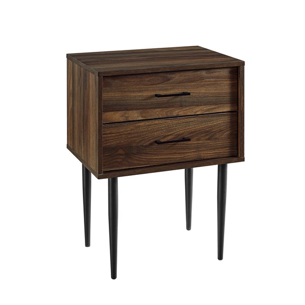 Walker Edison Modern End Table - 20-in x 26-in - Black/Dark Walnut