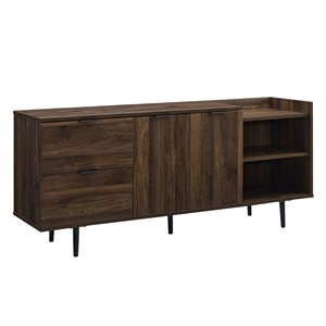 Walker Edison Modern TV Cabinet - 58-in x 25-in - Dark Walnut