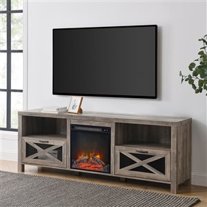 Walker Edison Farmhouse Fireplace TV Stand - 70-in x 25-in - Grey