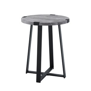 Walker Edison Industrial End Table - 18-in x 22-in - Black/Faux Concrete
