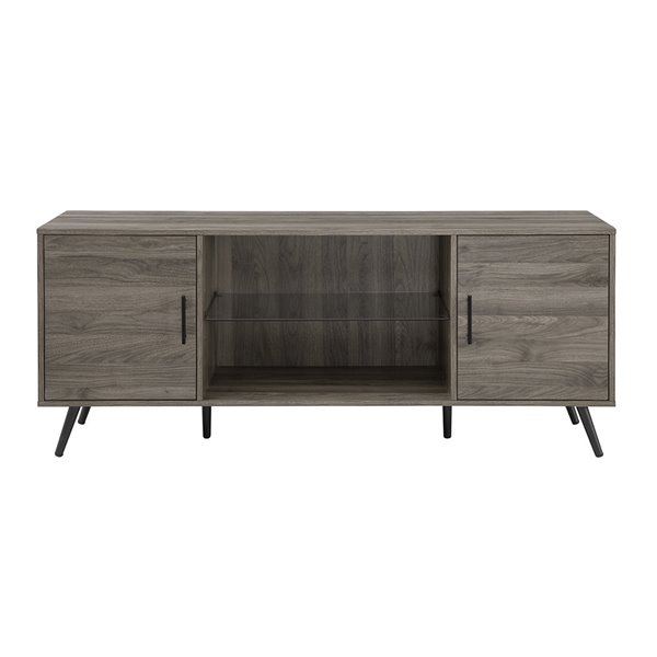 Walker Edison Mid-Century TV Cabinet - 60-in x 24-in - Slate Grey