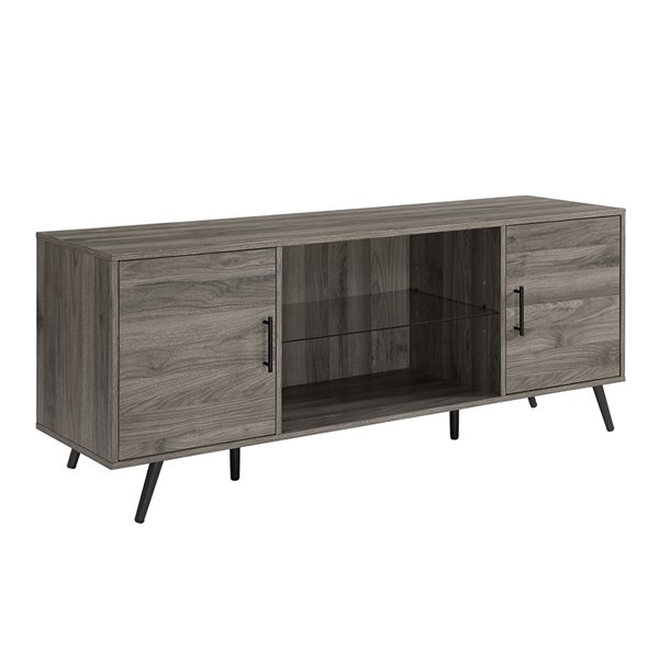 Walker Edison Mid-Century TV Cabinet - 60-in x 24-in - Slate Grey