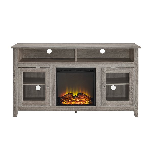 Walker Edison Farmhouse Fireplace TV Stand - 58-in x 32-in - Grey