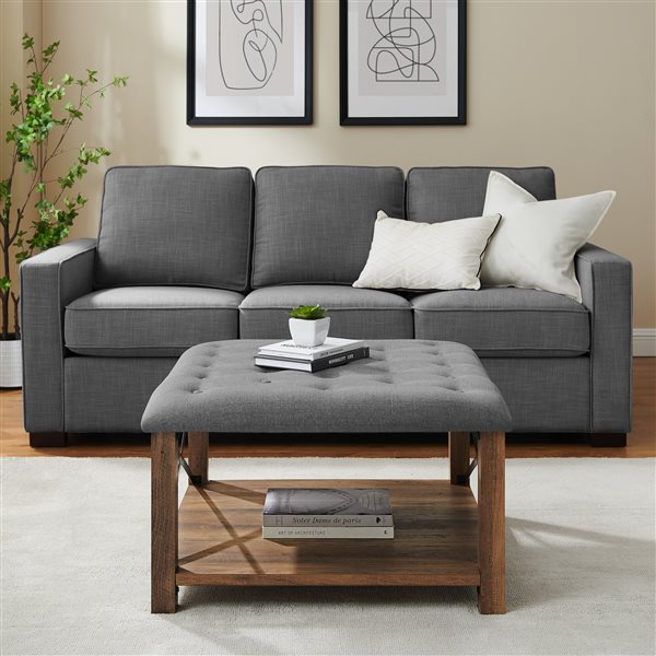 Walker Edison Farmhouse Ottoman - 30-in - Grey LWH30MAROTGY | RONA