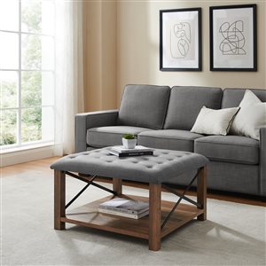 Walker Edison Farmhouse Ottoman - 30-in - Grey