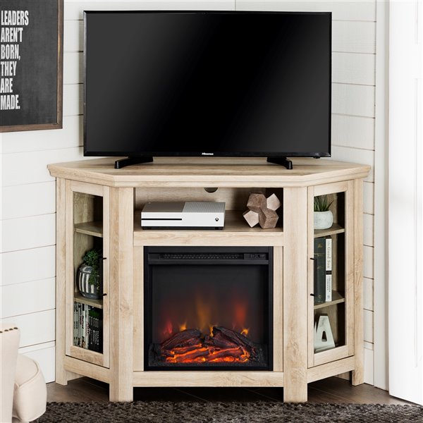 Walker Edison Casual Fireplace TV Stand - 48-in x 32-in - White Oak