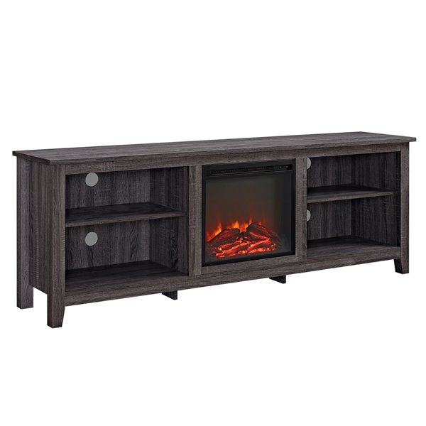 Walker Edison Farmhouse Fireplace TV Stand - 70-in x 24-in - Charcoal