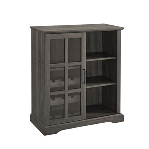 Walker Edison Wine Storage Cabinet - Sliding Glass Door - 36-in - Slate Grey