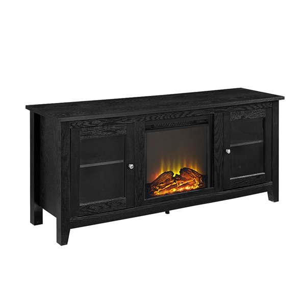 Walker Edison Farmhouse Fireplace TV Stand - 58-in x 24-in - Black