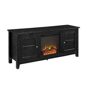 Walker Edison Farmhouse Fireplace TV Stand - 58-in x 24-in - Black