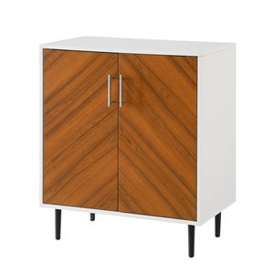 Walker Edison Coastal Accent Console Cabinet - 28-in x 32-in - White/Brown Wood