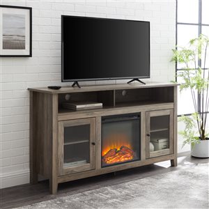 Walker Edison Farmhouse Fireplace TV Stand - 58-in x 32-in - Grey Wash