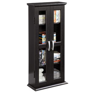 Walker Edison Media Storage Tower Cabinet -  41-in x 18-in - Black