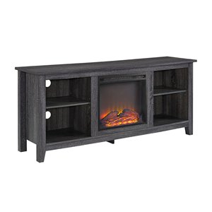 Walker Edison Farmhouse Fireplace TV Stand - 58-in x 25-in - Charcoal