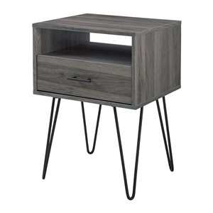 Walker Edison Casual End Table - 17.75-in x 25.25-in - Black/Slate Grey