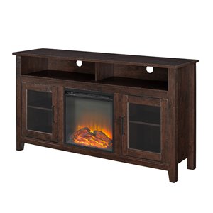 Walker Edison Farmhouse Fireplace TV Stand - 58-in x 32-in - Traditional Brown
