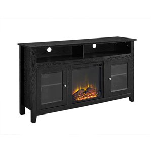 Walker Edison Farmhouse Fireplace TV Stand - 58-in x 32-in - Black