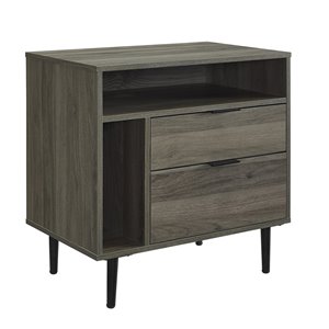 Walker Edison Modern End Table - 25-in x 25.5-in - Black/Slate Grey
