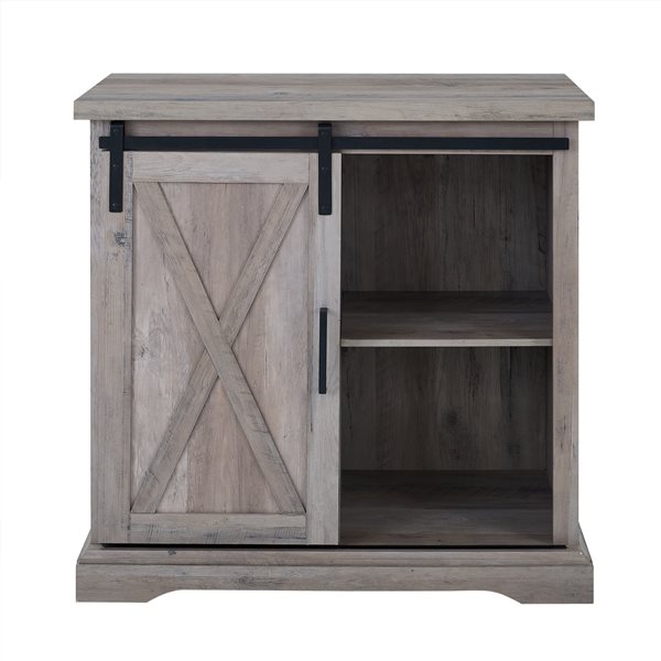 Walker Edison Rustic Farmhouse Storage Buffet - 32-in x 32-in - Light Grey