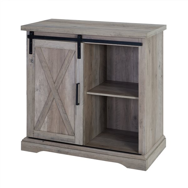 Walker Edison Rustic Farmhouse Storage Buffet - 32-in x 32-in - Light Grey