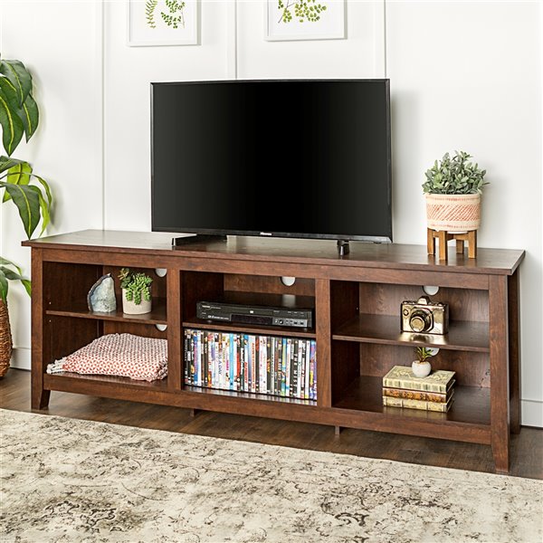 Walker Edison Modern TV Cabinet - 70-in x 24-in - Traditional Brown