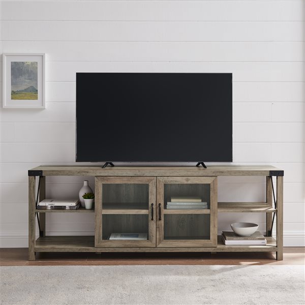 Walker Edison Farmhouse TV Cabinet - 70-in x 25-in - Grey