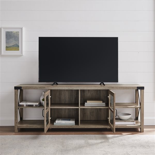 Walker Edison Farmhouse TV Cabinet - 70-in x 25-in - Grey