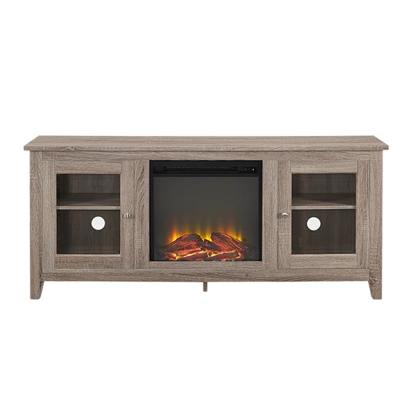 Walker Edison Farmhouse Fireplace TV Stand - 58-in x 24-in - Grey