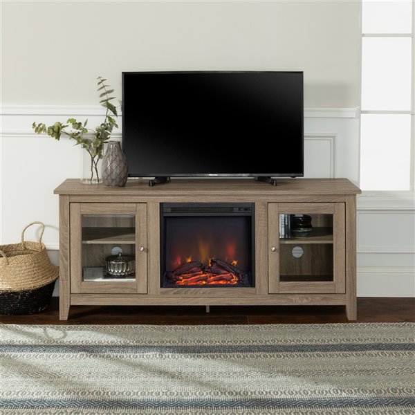 Walker Edison Farmhouse Fireplace TV Stand - 58-in x 24-in - Grey