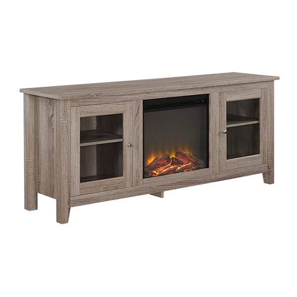 Walker Edison Farmhouse Fireplace TV Stand - 58-in x 24-in - Grey