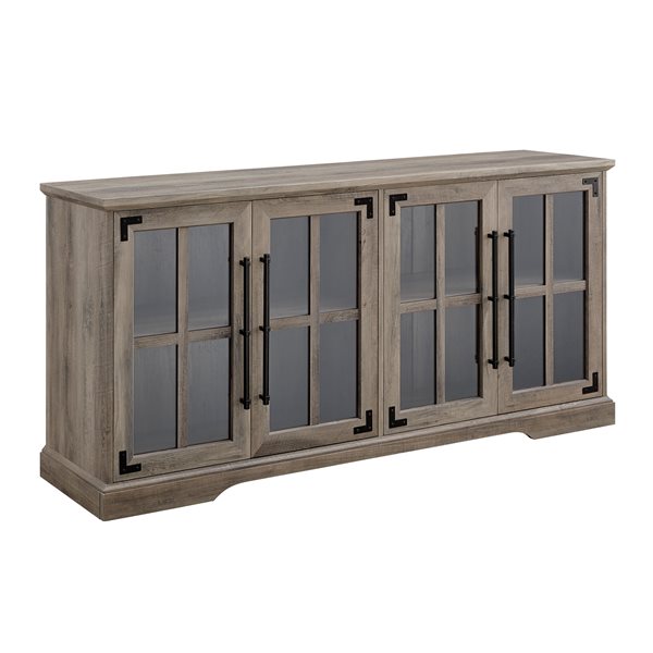 Walker Edison Industrial TV Cabinet with 4 Doors - 58-in x 28-in - Grey