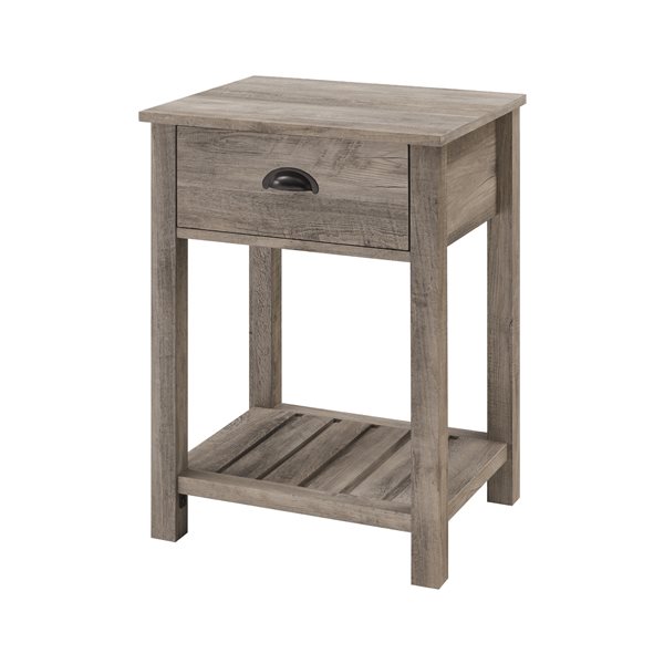 Walker Edison Farmhouse End Table - 18-in x 25.25-in - Light Grey